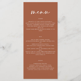 terracotta eenvoudig elegant script bruiloft menu