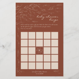 Terracotta Eenvoudige Baby Shower Bingo Spel