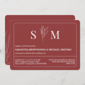 Terracotta Eenvoudige Bloem Bruiloft Kaart (Voorkant / Achterkant)