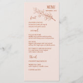 Terracotta Eenvoudige Boho Bloemen Bruiloft Menu (Voorkant)