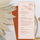 Terracotta Eenvoudige Boho Bloemen Bruiloft Menu