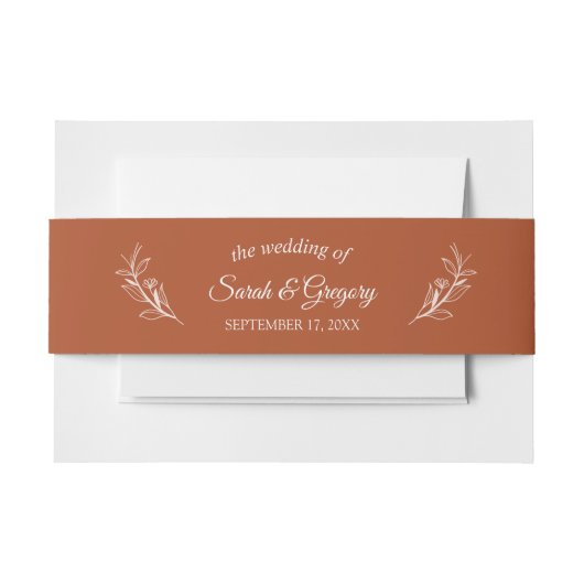 Terracotta Eenvoudige Boho Bloemen Bruiloft Uitnodigingen Wikkel (Voorkant Voorbeeld)