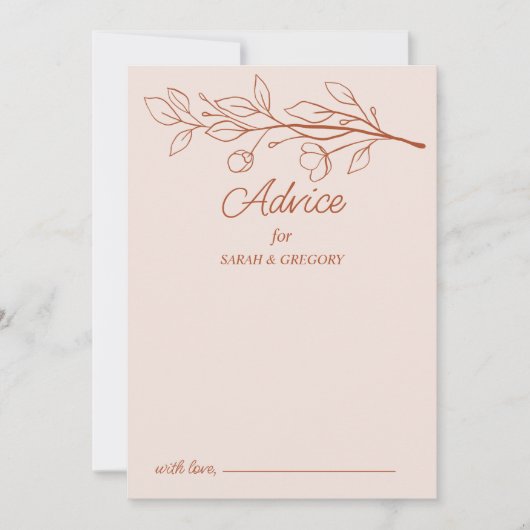 Terracotta Eenvoudige Boho Floral bruiloft advies Kaart (Voorkant)