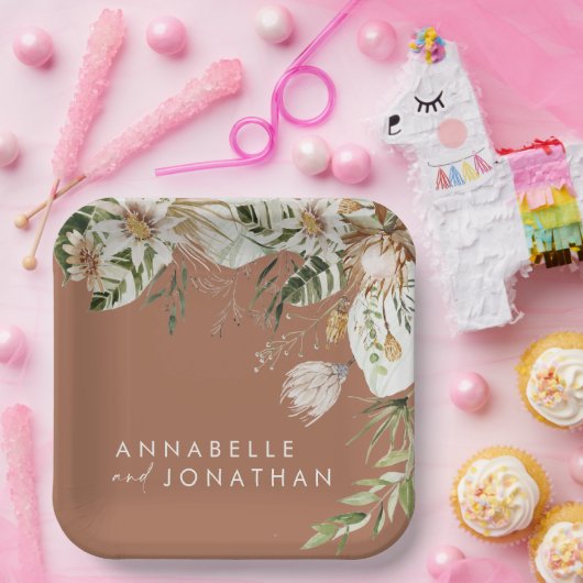 Terracotta eenvoudige botanische moderne elegante  papieren bordje (Feest)