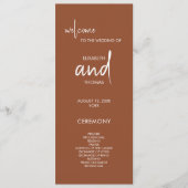 Terracotta eenvoudige elegante bruiloft programma programmakaart (Voorkant)