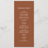 Terracotta eenvoudige elegante bruiloft programma programmakaart (Achterkant)