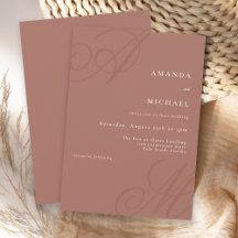 Terracotta Eenvoudige Elegante Monogram Bruiloft