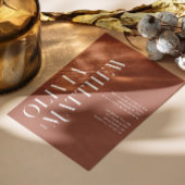 Terracotta eenvoudige minimalistische bruiloft + Q Kaart