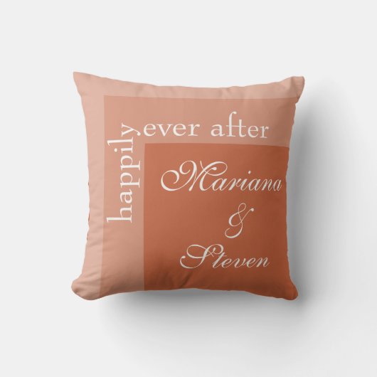Terracotta Eenvoudige Moderne Chic Script Bruiloft Kussen (Voorkant)