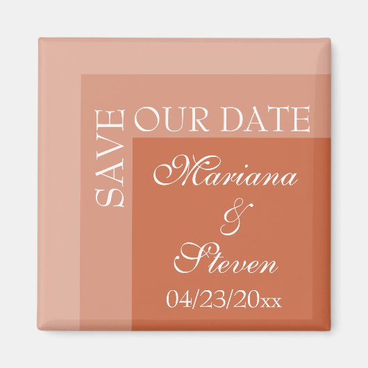 Terracotta Eenvoudige Moderne Chic Script Bruiloft Magneet (Voorkant)