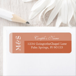 Terracotta Eenvoudige Moderne Chic Script Trouwlab Etiket