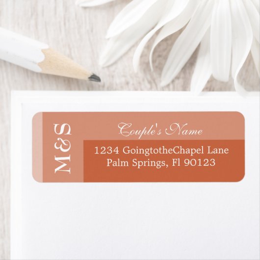 Terracotta Eenvoudige Moderne Chic Script Trouwlab Etiket (Insitu)