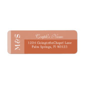 Terracotta Eenvoudige Moderne Chic Script Trouwlab Etiket (Voorkant)