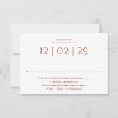terracotta eenvoudige speciale datum bruiloft RSVP kaartje (Voorkant)