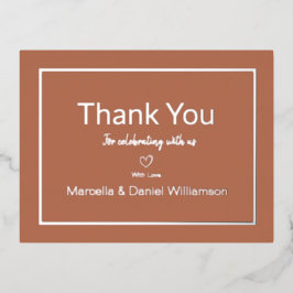 Terracotta Eenvoudige Trouwdag Bedankt     Folie Uitnodiging Briefkaart