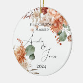 Terracotta eerste kerst getrouwd keramisch ornament (Links)