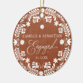 Terracotta eerste kerst Verloving foto Keramisch Ornament (Links)