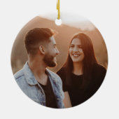 Terracotta eerste kerst Verloving foto Keramisch Ornament (Achterkant)