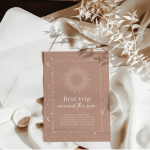 Terracotta eerste reis rond de Sun-uitnodiging Kaart