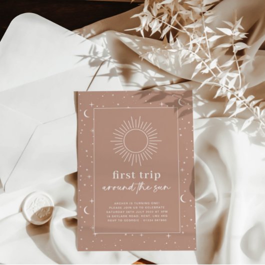 Terracotta eerste reis rond de Sun-uitnodiging Kaart