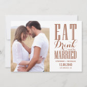 Terracotta Eet Drink en Wees getrouwd Foto Save The Date (Voorkant)