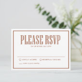 Terracotta Eet, Drink en word Getrouwd Trouwdag RSVP Kaartje (Staand voorkant)