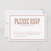 Terracotta Eet, Drink en word getrouwd Trouwen RSVP Kaartje (Voorkant)