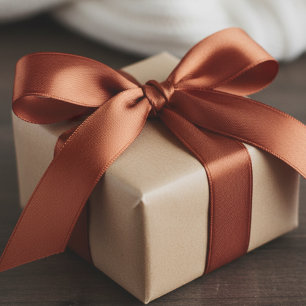 Terracotta Effen Kleur Eenvoudig Minimalistisch Satijnen Lint