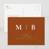Terracotta eigedelijke monogram sparen de Datum Briefkaart (Voorkant / Achterkant)