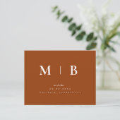 Terracotta eigedelijke monogram sparen de Datum Briefkaart (Staand voorkant)