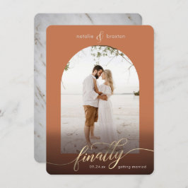 Terracotta eindelijk trouwend & de Foto van het Ve Save The Date