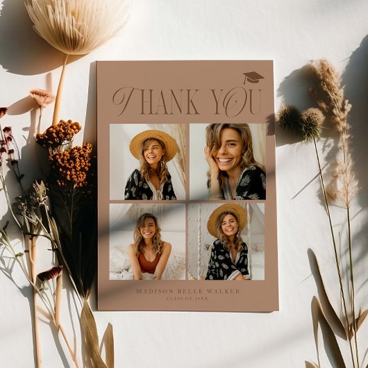 Terracotta Elegance Afstuderen Dank u Collage Bedankkaart