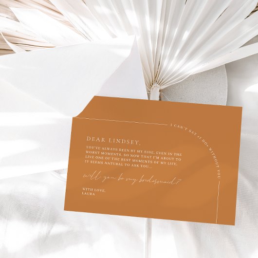 Terracotta Elegant Arch Bridesmaid proposal Kaart
