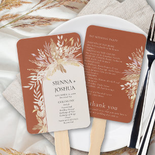 Terracotta Elegant Botanical Arch Wedding Programm Handwaaier