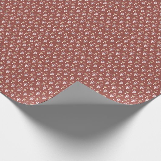 Terracotta Elegant Ditsy Floral Cadeaupapier (Hoek)