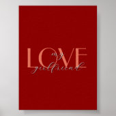 Terracotta Elegant LOVE Rode Fluwelen Valentijn Poster (Voorkant)