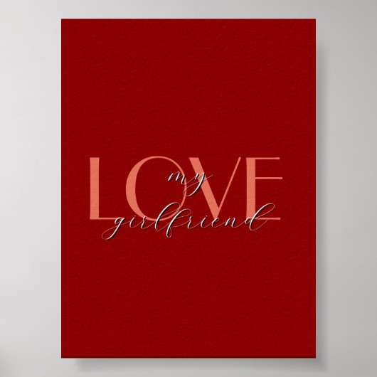 Terracotta Elegant LOVE Rode Fluwelen Valentijn Poster (Voorkant)