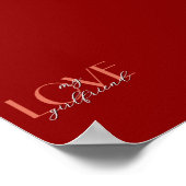 Terracotta Elegant LOVE Rode Fluwelen Valentijn Poster (Hoek)