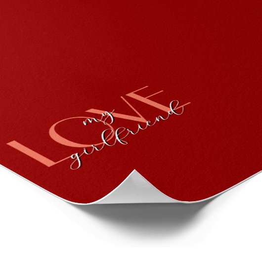 Terracotta Elegant LOVE Rode Fluwelen Valentijn Poster (Hoek)