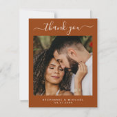 Terracotta Elegant Modern 2 foto bruiloft Bedankkaart (Voorkant)