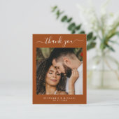 Terracotta Elegant Modern 2 foto bruiloft Bedankkaart (Staand voorkant)