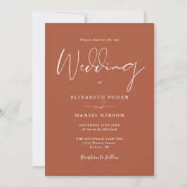 Terracotta Elegant Modern Script Trouw Kaart