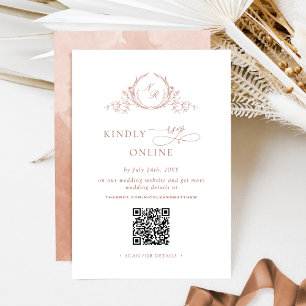 Terracotta Elegant Monogram RSVP Online QR Code Informatiekaartje