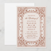 Terracotta elegant romantische bruiloft kaart (Voorkant / Achterkant)