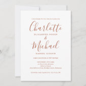 Terracotta Elegant Schrift QR Code Trouwen Kaart (Voorkant)