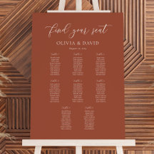 Terracotta Elegant Script 8 Tafel Stoelenkaart
