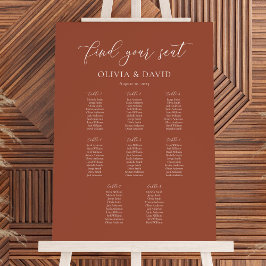 Terracotta Elegant Script 8 tafel zitgrafiek Poster