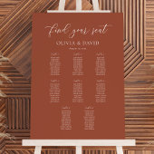Terracotta Elegant Script 8 tafel zitgrafiek Poster