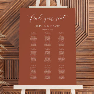 Terracotta Elegant Script 9 Tafel Stoelenkaart Poster