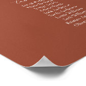 Terracotta Elegant Script 9 Tafel Stoelenkaart Poster (Hoek)